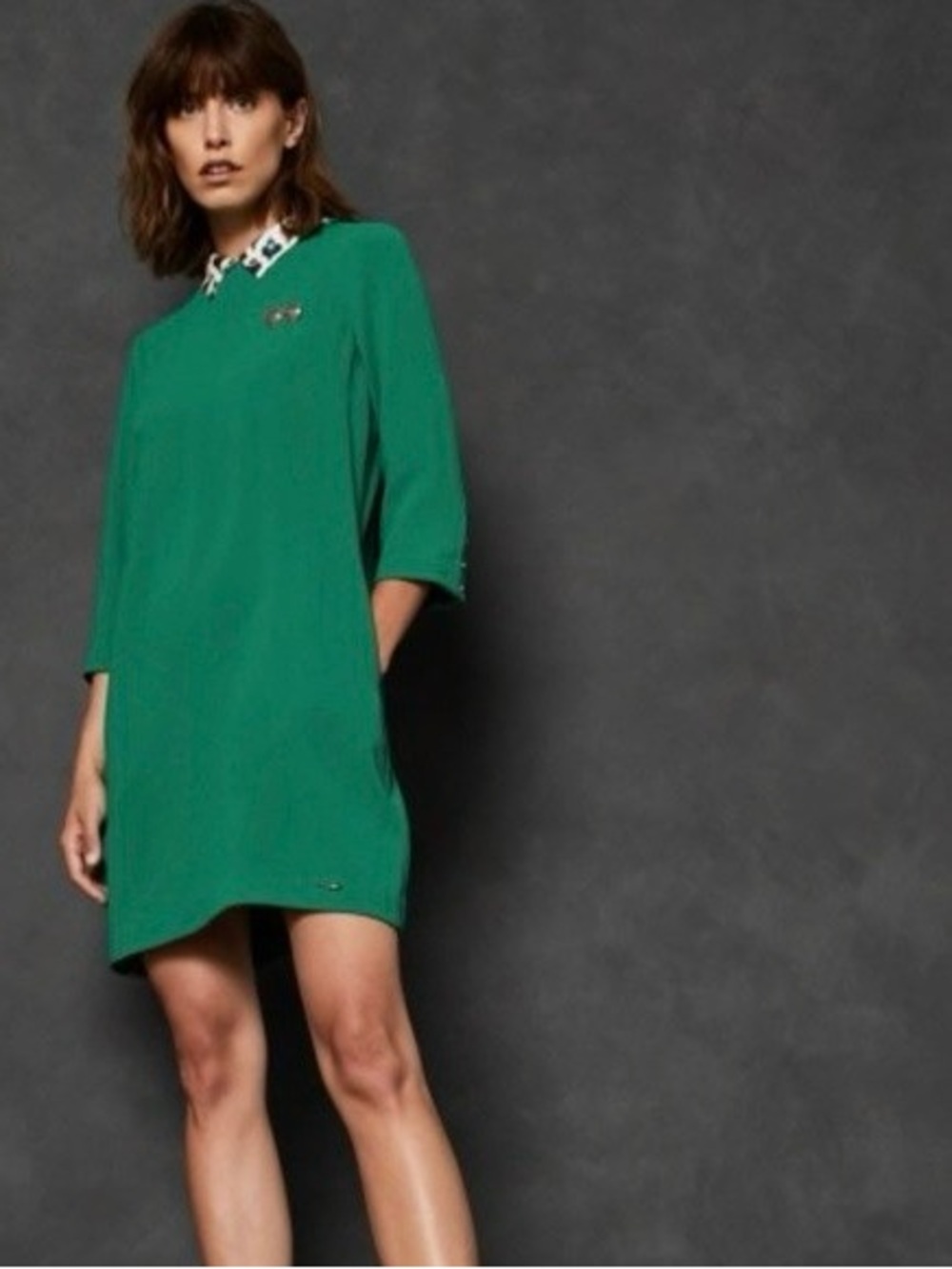 Ted Baker London Shift Mini Dress with Floral Contrast Collar